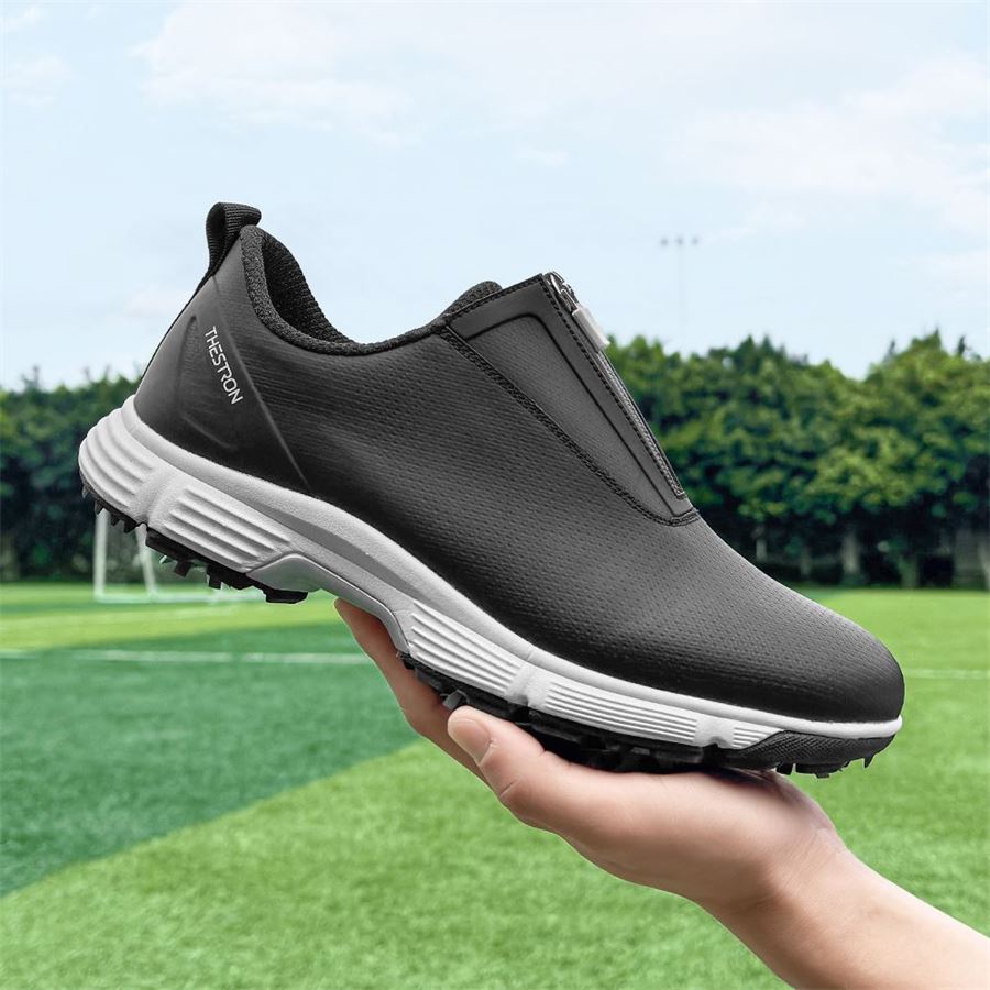 Women's Zip Slip-On Spiked Golf Shoe on the golf course, view 4