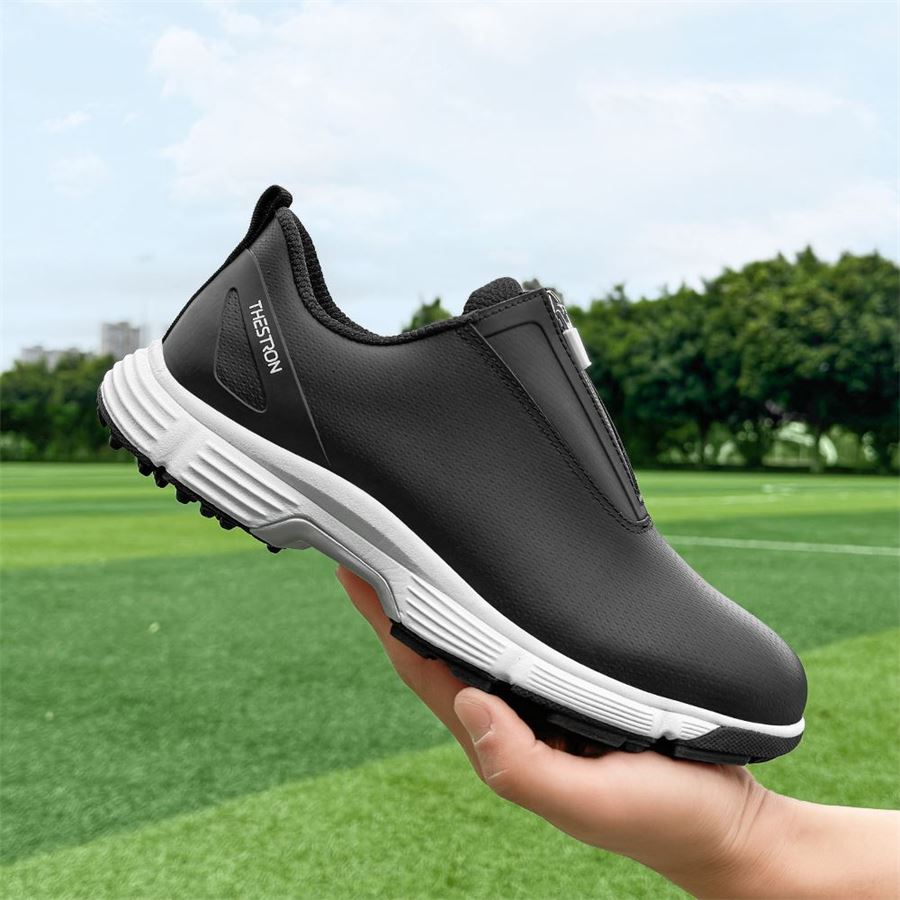 Women's Zip Slip-On Spikeless Golf Shoe on the golf course, view 4