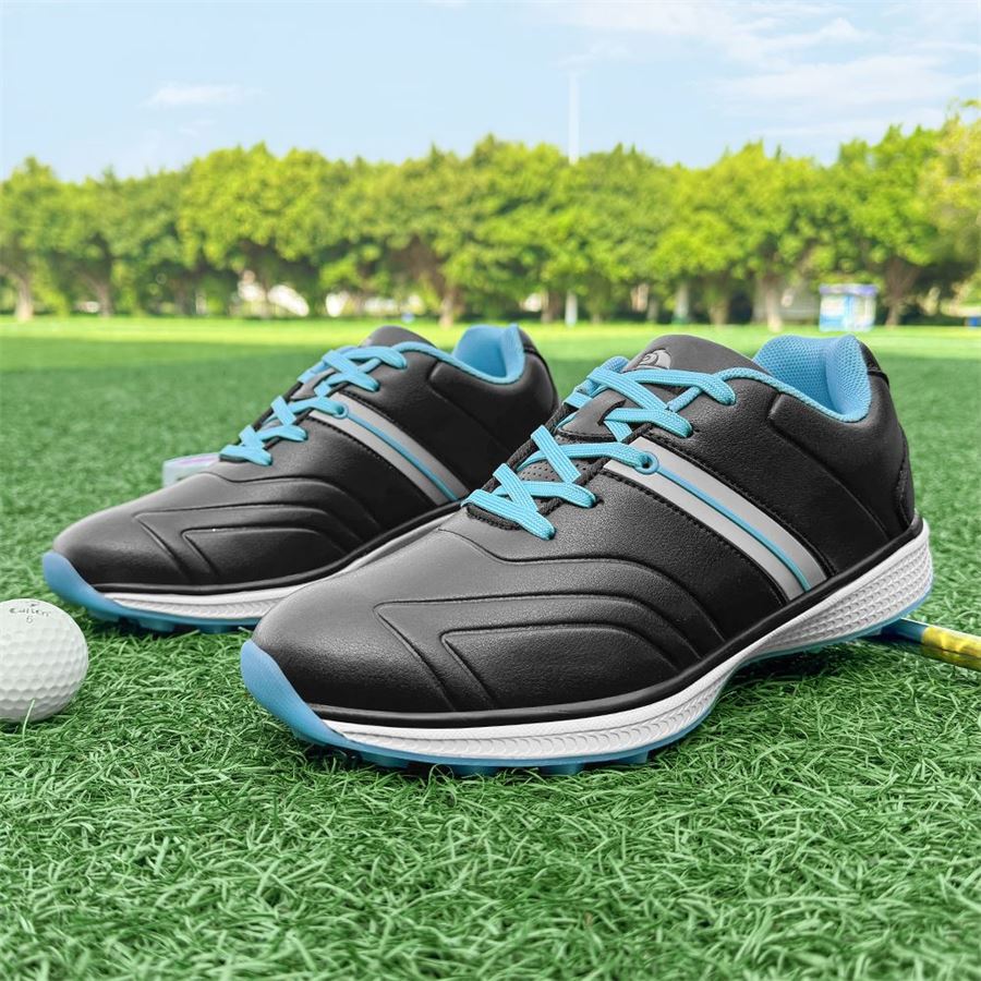Women's Six-Color Sport Spikeless Golf Shoe on the golf course, view 2