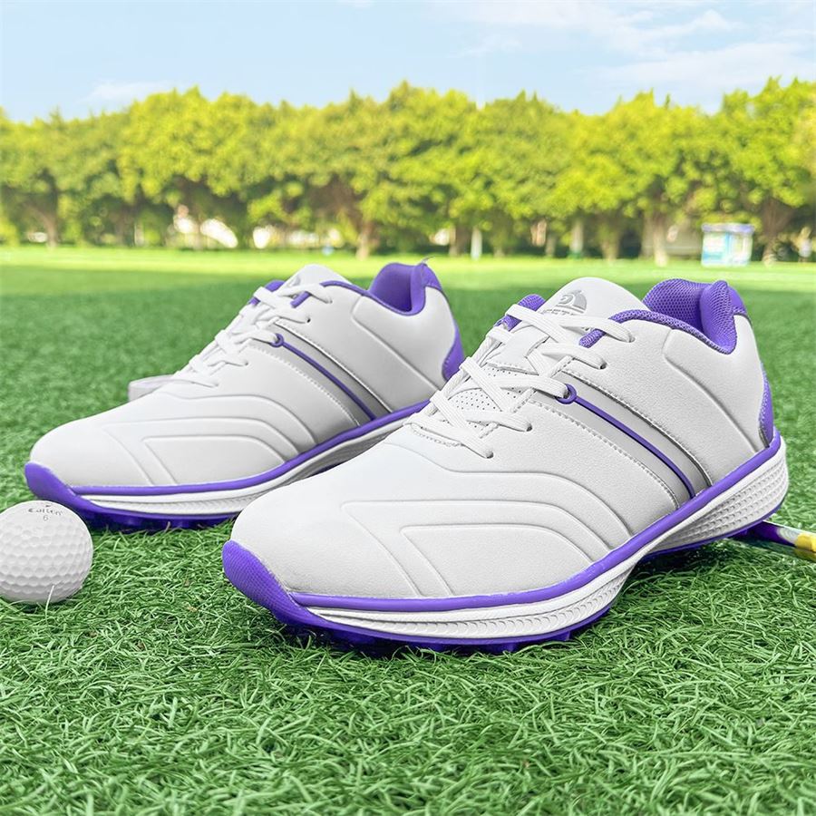 Women's Six-Color Sport Spikeless Golf Shoe on the golf course, view 4