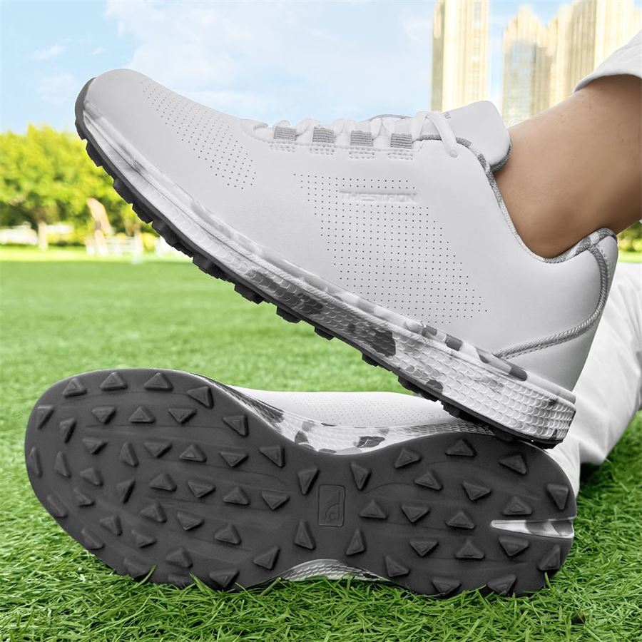 Women's Athletic Spikeless Golf Shoe on the golf course, view 4