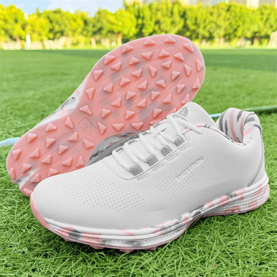 Women's Athletic Spikeless Golf Shoe on the golf course, view 7
