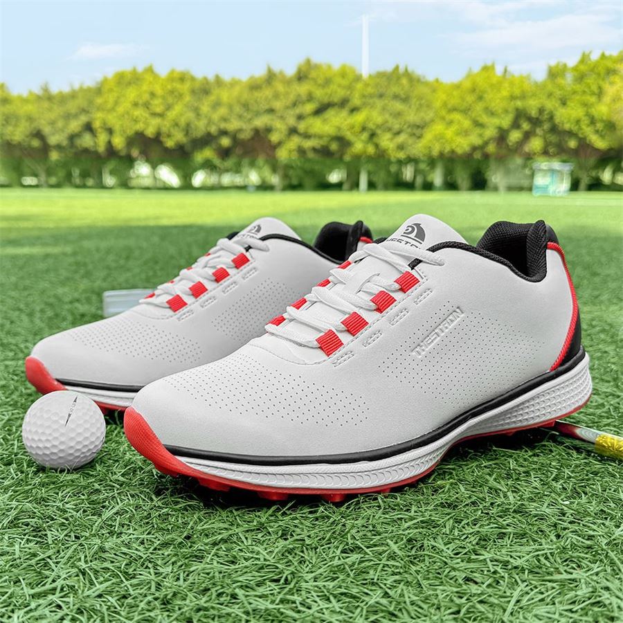 Six-Color Lace Spikeless Golf Shoe on the golf course, view 5