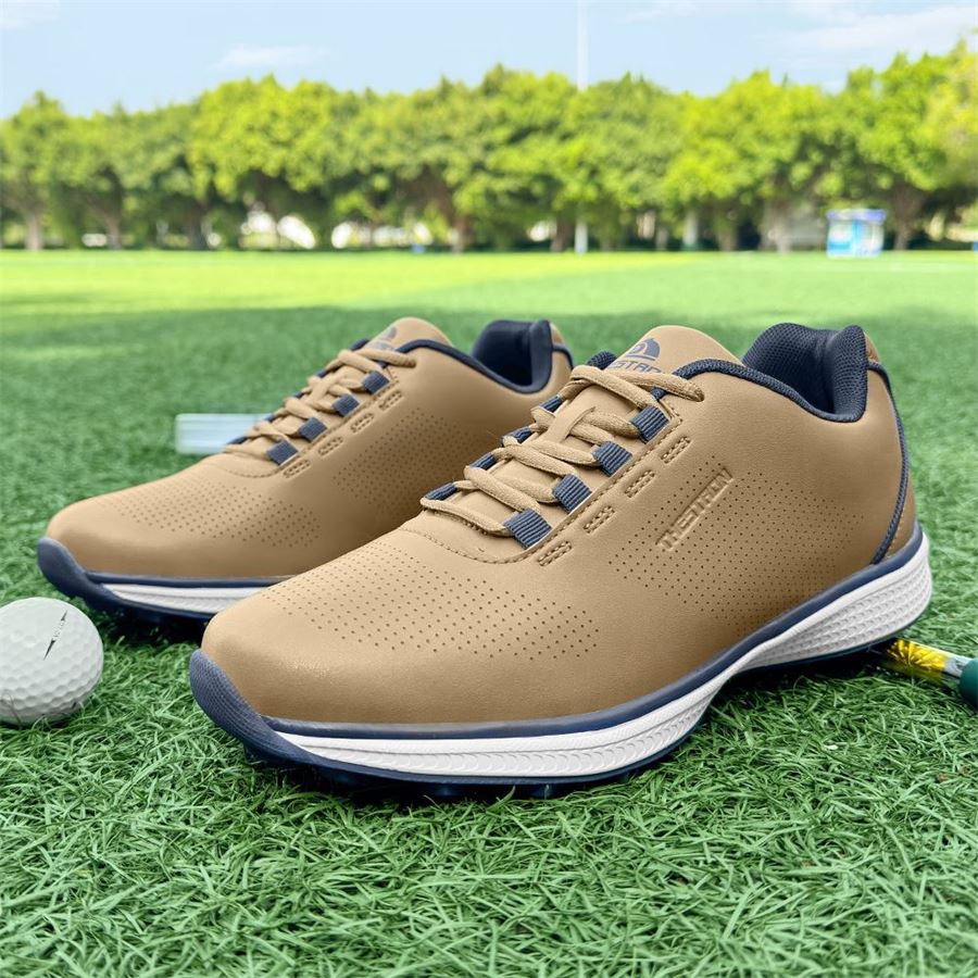 Six-Color Lace Spikeless Golf Shoe on the golf course, view 6