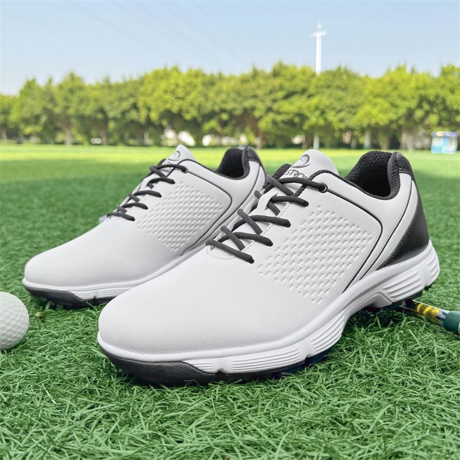 Sport Lace Spiked Golf Shoe on the golf course, view 2