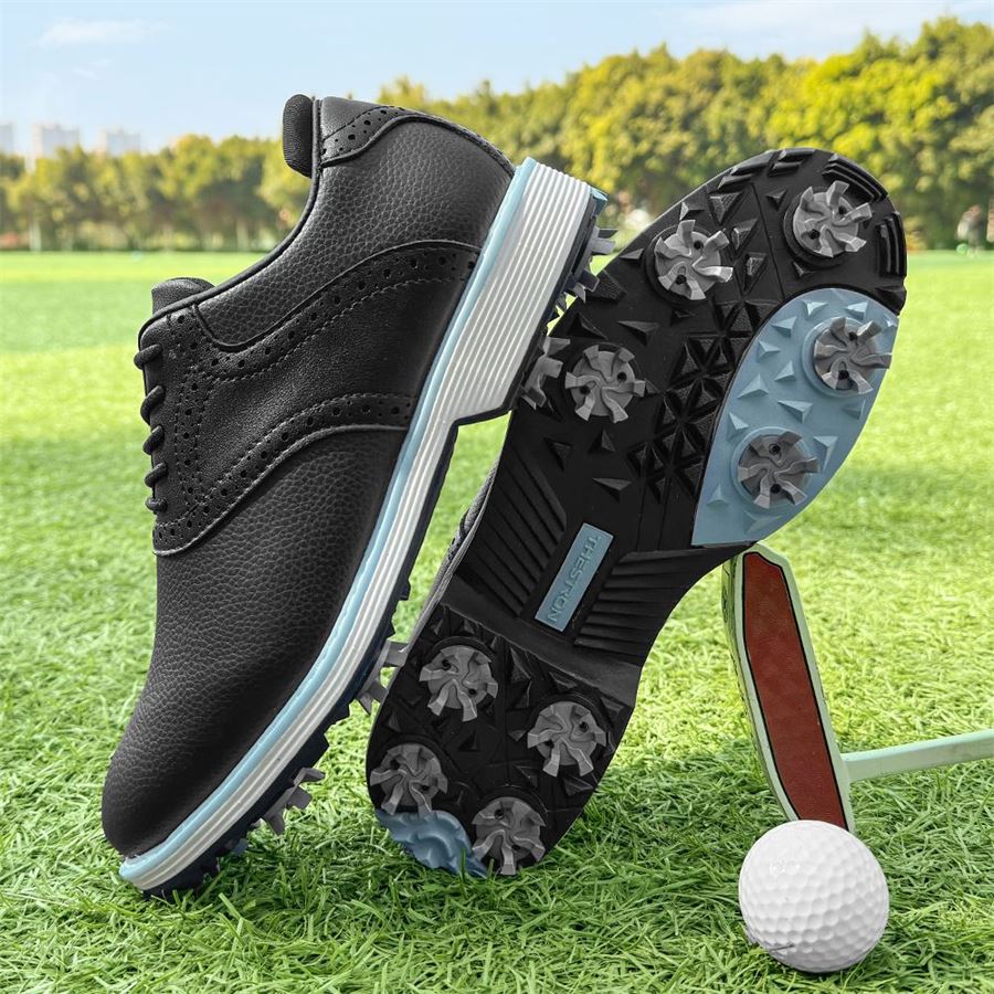 Women's Saddle Spiked Golf Shoe on the golf course, view 4