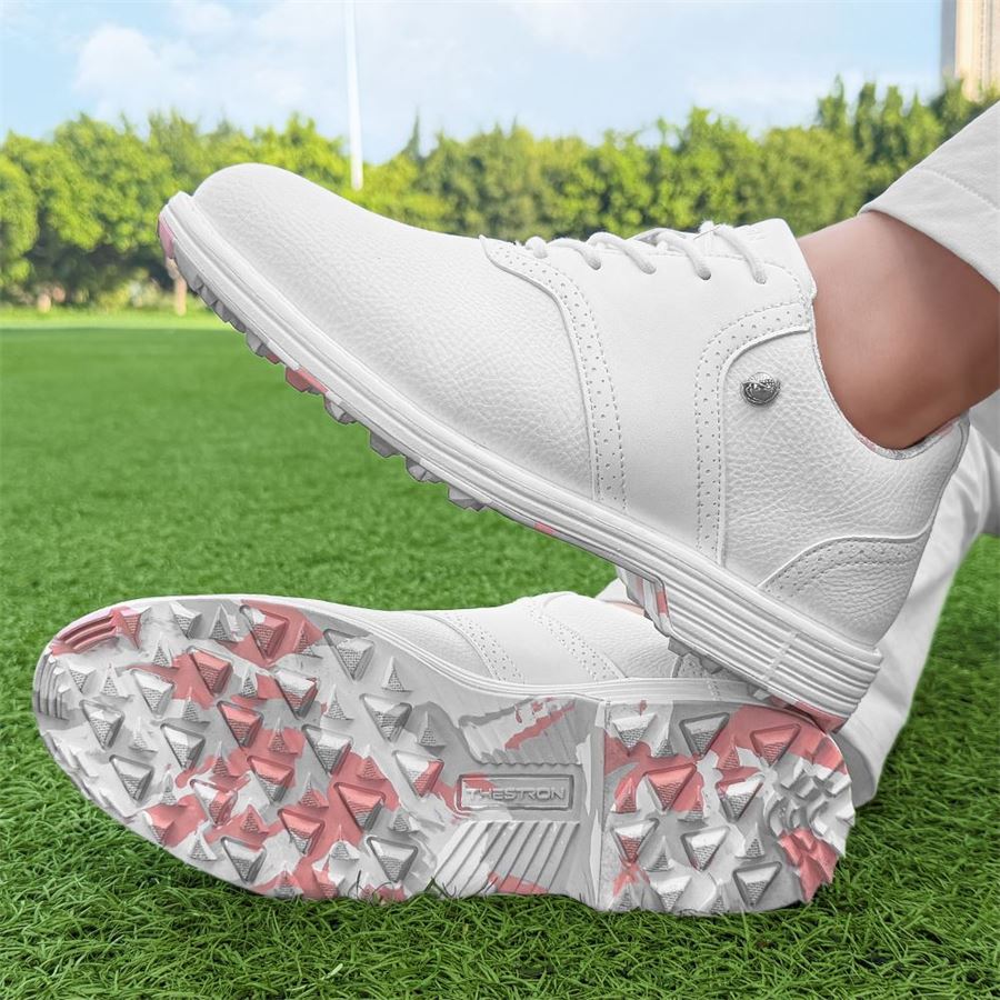 Women's Saddle Spikeless Golf Shoe on the golf course, view 5