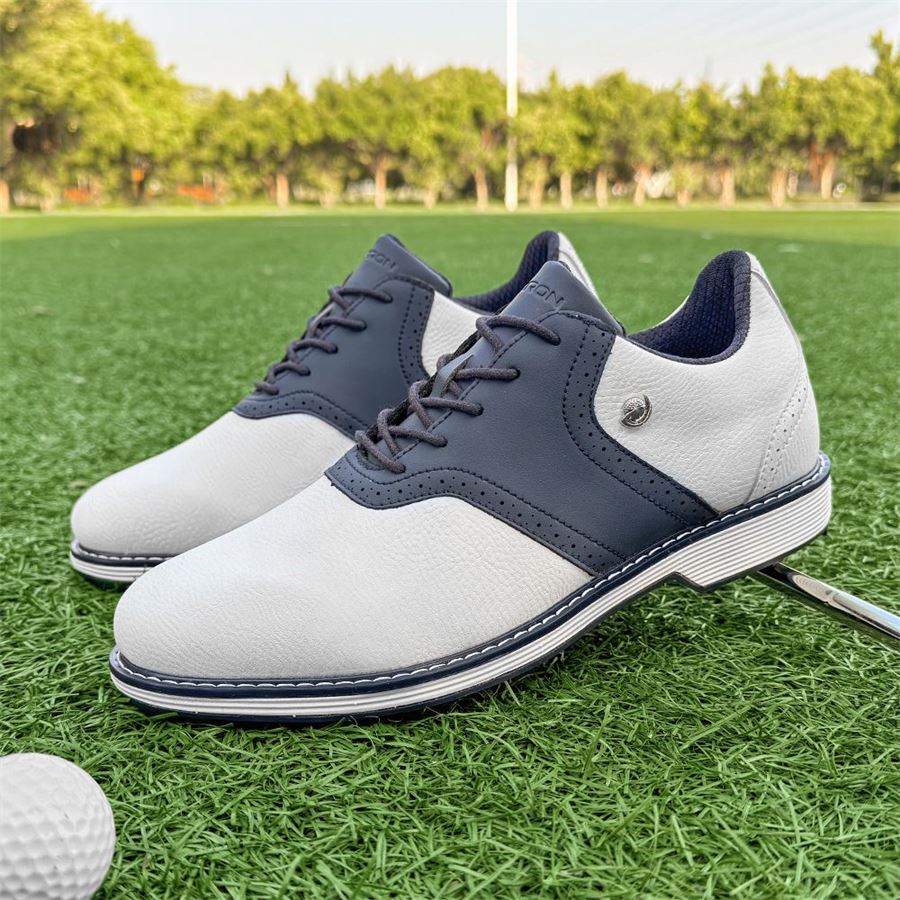 Saddle Spikeless Golf Shoe on the golf course, view 2