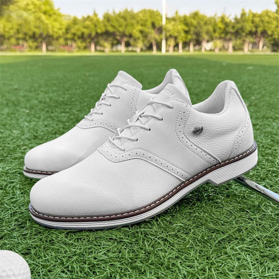 Saddle Spikeless Golf Shoe on the golf course, view 5