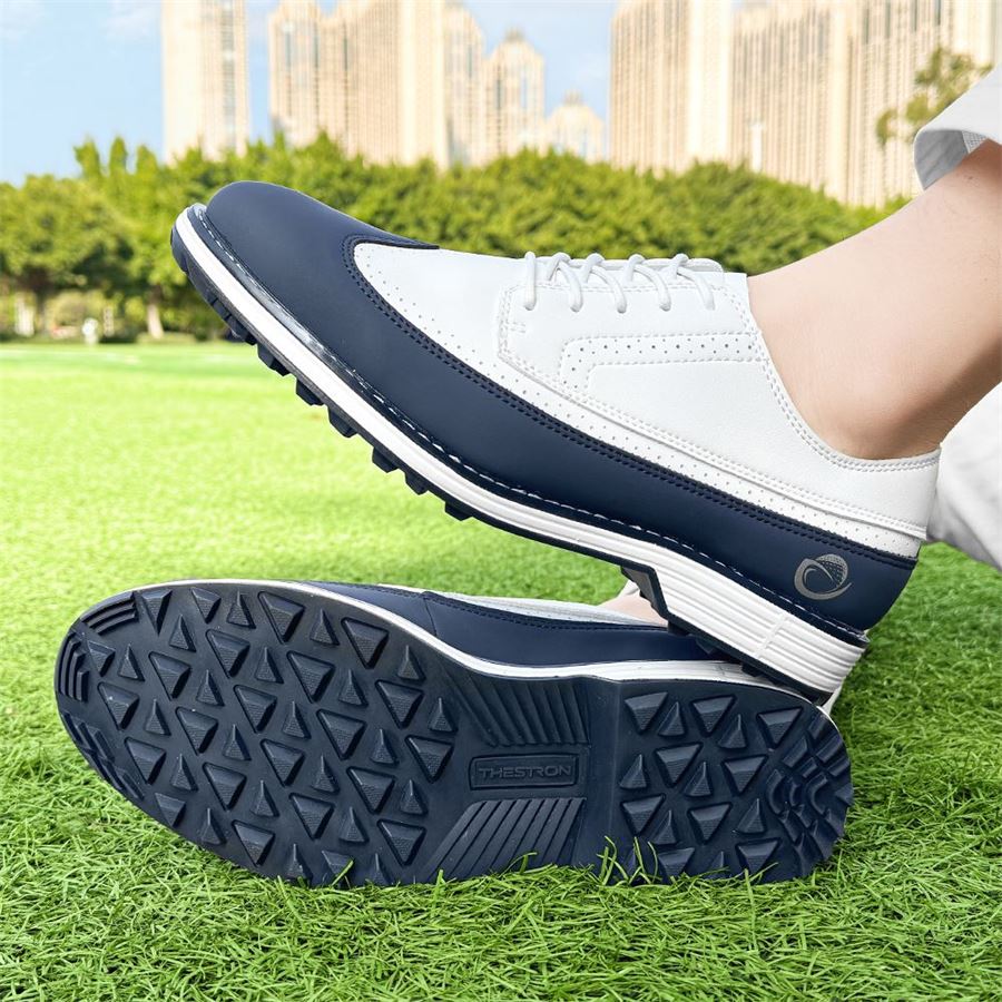 Wingtip Spikeless Golf Shoe on the golf course, view 1