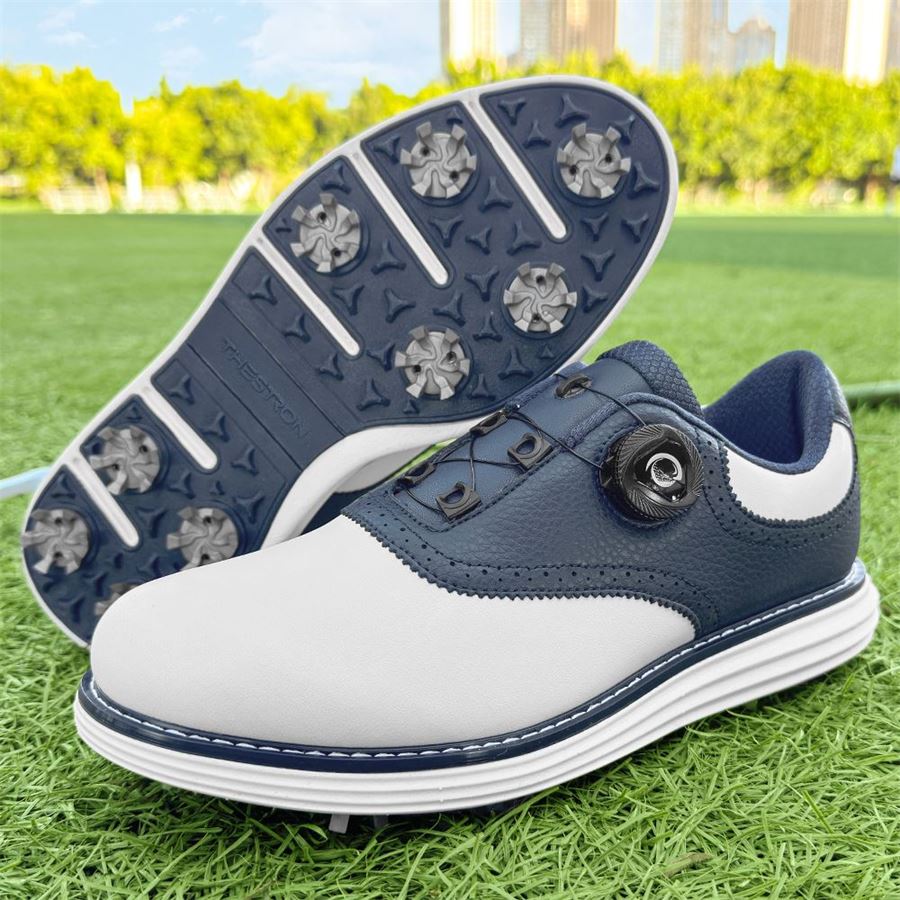 Saddle Rotary-Lace Spiked Golf Shoe on the golf course, view 5