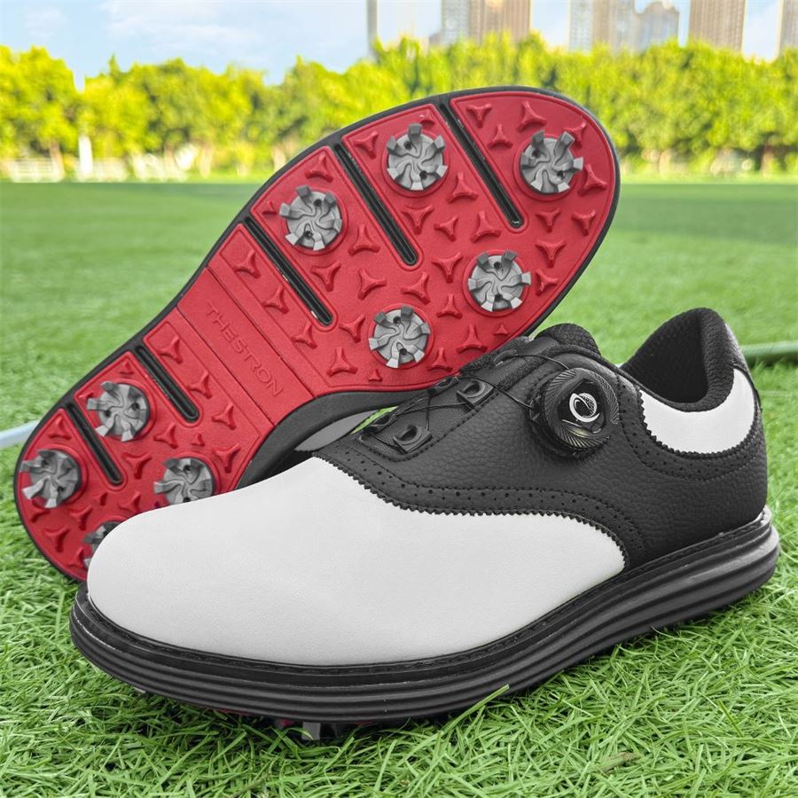 Saddle Rotary-Lace Spiked Golf Shoe on the golf course, view 6