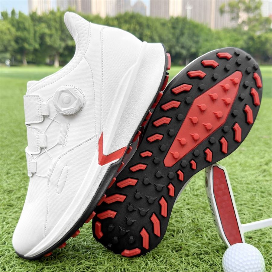Rotary-Lace Strap Spikeless Golf Shoe on the golf course, view 4