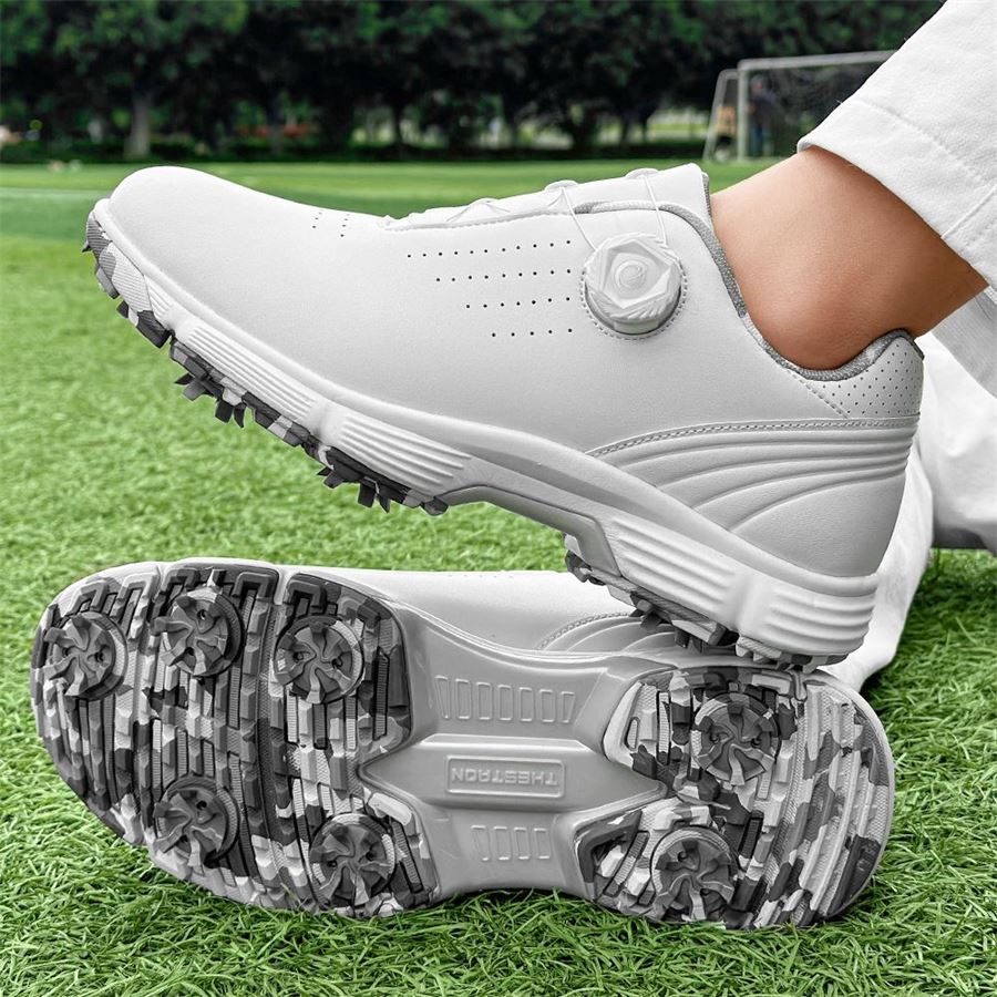 Performance Rotary-Lace Spiked Golf Shoe on the golf course, view 3