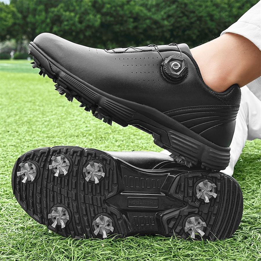 Performance Rotary-Lace Spiked Golf Shoe on the golf course, view 4