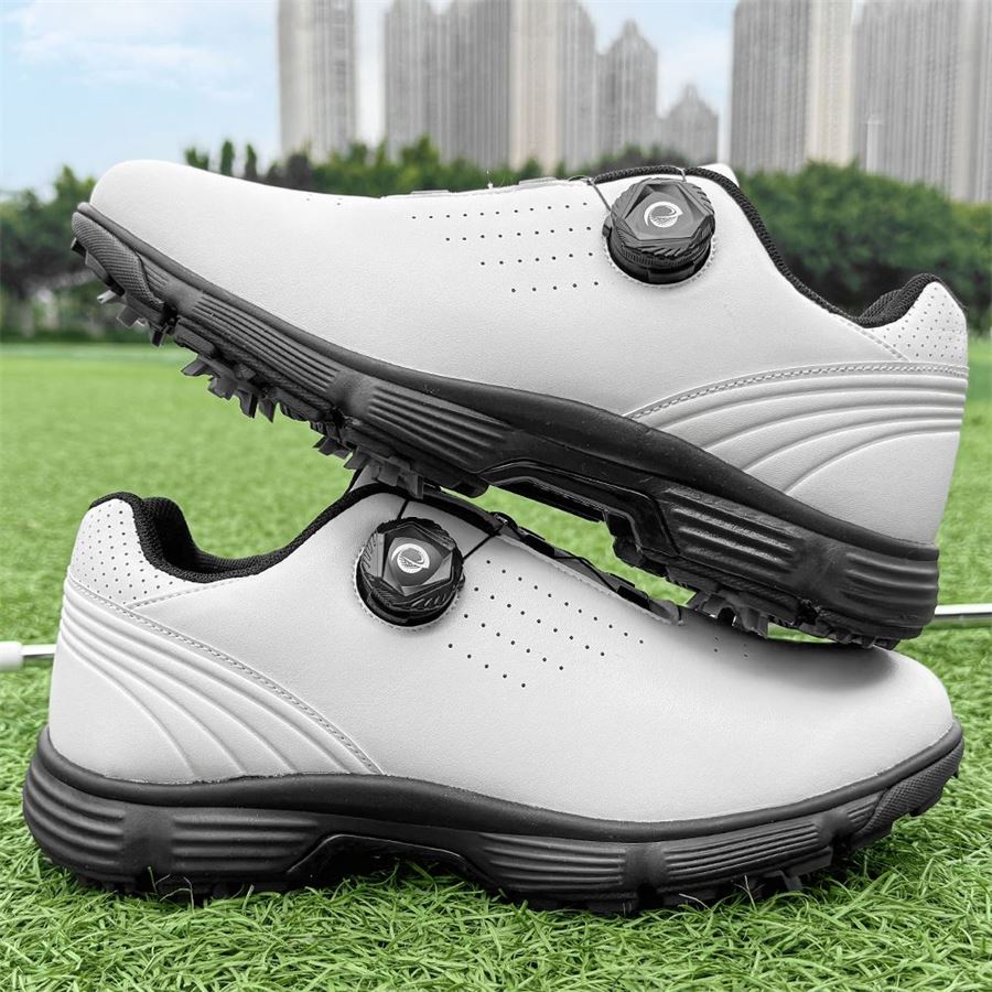 Performance Rotary-Lace Spiked Golf Shoe on the golf course, view 6