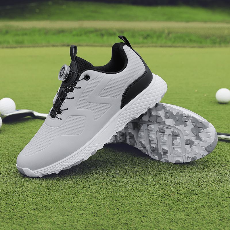 Rotary-Lace Golf Shoe — Pro Spiked & Training Soles on the golf course, view 1